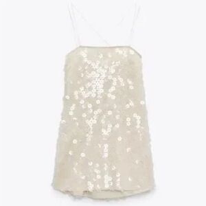 Zara Cream Sequin Mini Dress